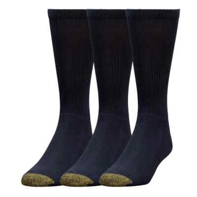 Meias masculinas Gold Toe Uptown Crew Gold Toe 2306s Crew Socks, 3 pr, pretas - Imagem 1 de 3