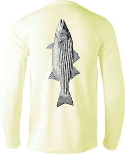 Microfiber Moisture Wicking Long Sleeve Fishing Shirt UPF Striper Bass - Picture 1 of 2