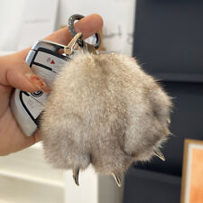 Real Mink Fur Bear Paw Bag Charm Keyring Fur Ball Pompom Bag Purse Phone Pendant