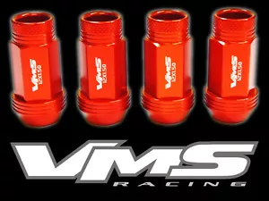 VMS RACING 4PC 48MM PREMIUM EXTENDED WHEEL ALUMINUM LUG NUTS 12X1.5 ORANGE OG8 - Picture 1 of 8