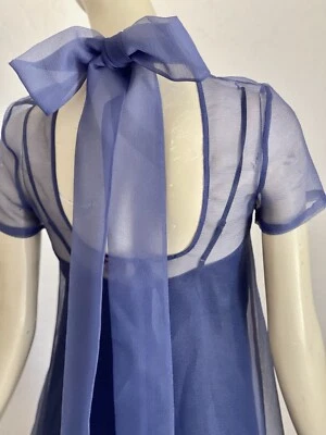 $495 STAUD Calluna tie-detailed organza maxi dress in Navy - Image 1 of 4