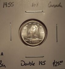 A Canada Elizabeth II 1955 Doubled 195 Silver Ten Cents - BU
