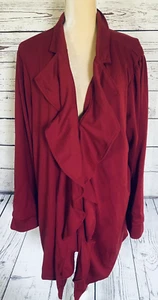Women’s Size 22 Sweater Cardigan Jessica London Dark Red Hook Close Heavyweight  - Picture 1 of 11