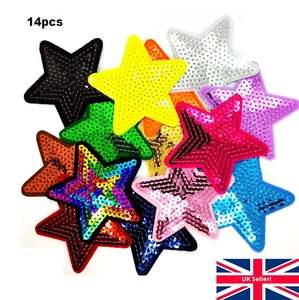 14pcs Lot Set STAR Patches Iron Sew On Sparkle STARS Patch Embroidered Badges UK - Picture 1 of 9