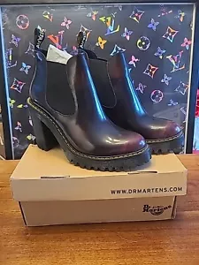 Dr. Marten Hurston Arcadia Leather Heeled Chelsea Boots Cherry Red Size 10 - Picture 1 of 13