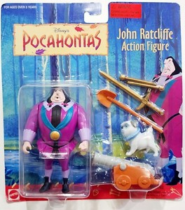 RARE 1995 MATTEL DISNEY'S POCAHONTAS JOHN RATCLIFFE FIGURE MOC SEALED CARD !!!