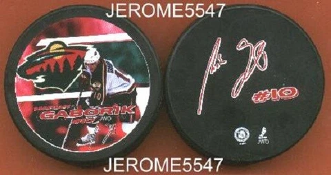MINNESOTA WILD MARIAN GABORIK BLACK NHL FOTO PUCK - #AEL Cover