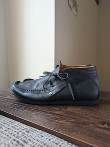 One True Saxon Bowline UK 10 US 11 Black Leather Half Moc Toe Chukka Boots Shoes - Picture 1 of 14