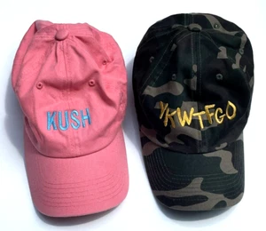 Lote de 2 gorras mujer ajustables rosa y verde camuflaje gorra ajustable Kush YKWTFGO - Imagen 1 de 5