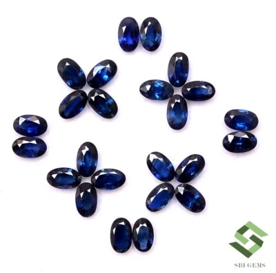 5x3 mm Natural Blue Sapphire Oval Cut Lot 24 Pcs 7.22 CTS Calibrated Loose Gems - Image 1 of 4
