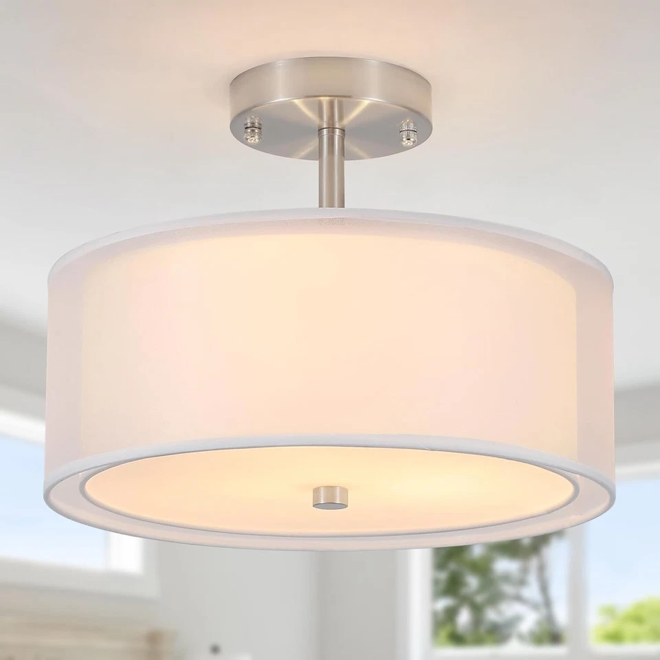Luupyia 3-Light Drum Ceiling Light Modern Semi Flush Mount Fixture 12.6 in - Image 1 of 4
