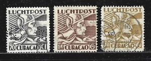 NETHERLANDS ANTILLES – 1931-1939 – FLIGHT ALLEGORY – Sc#C14-16 – 3 VALUES - USED - Picture 1 of 2