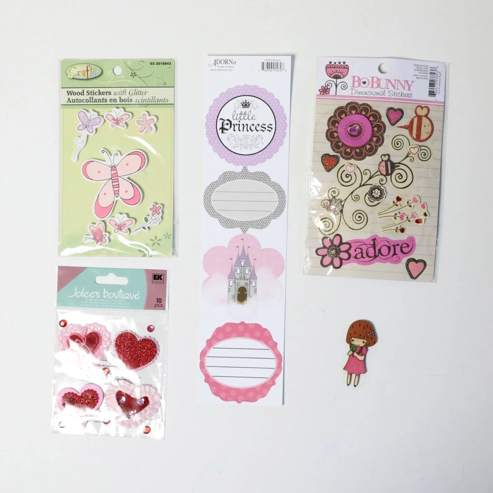 Juego de materiales scrapbooking nuevas princesita niña rosa pegatinas corte madera Foto 1 de 4