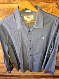 Penguin by Munsingwear Button-Up Blue/Grey Size Large Long Sleeve Classic Fit A1 - Picture 1 of 6