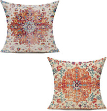 Outdoor Boho Decorative Throw Pillow Covers 18X18 Set of 2 Spring Farmhouse Vint