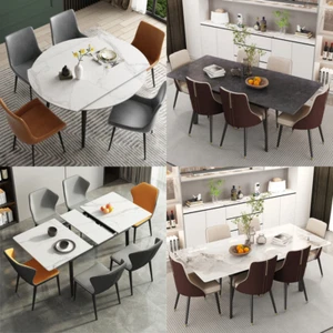 Extra Large Extending Dining Table Strong Marble Kitchen Table Scratch-proof Top - Picture 1 of 58