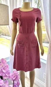 Set gonna e camicia vintage Hidden Alley rosa lino taglia S piccola volant retrò boho - Foto 1 di 17