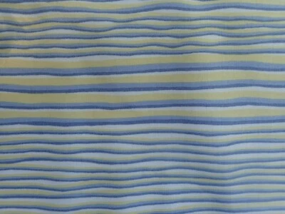 Telas artesanales Duralee a rayas onduladas azul/amarillo 2 yardas.  Foto 1 de 4