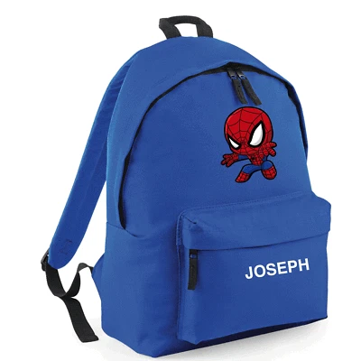 BAGBASE Personalisierter Schulrucksack Tasche Kinder beliebiger Name Text Rucksack PE Kit Spiderman