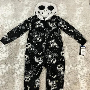 The Nightmare Before Christmas Pajamas 4/5 Kids Hooded Suit Costume Fleece A - Picture 1 of 13