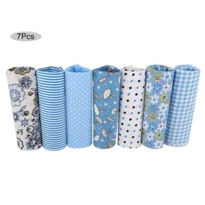 7 Pcs Cotton Fabric DIY Patchwork Quilted Flower pre-Cut Blue Flower Series f... - Picture 1 of 9