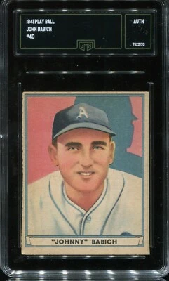 1941 Play Ball R336 #40 Johnny Babich Philadelphia Athletics - GMA Authentic - Image 1 of 2