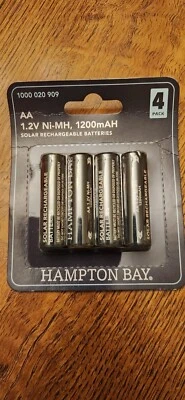 New / Sealed! Hampton Bay AA Solar Rechargeable Batteries  1.2volt Ni-MH 1200mAH - Image 1 of 2