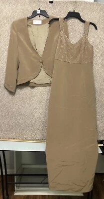 Montaje Coll. by Mon Cherie Conjunto de Vestido de Noche Vestido Largo Blazer Adornado Tostado Foto 1 de 4