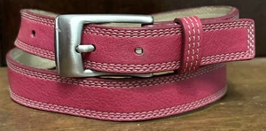 Docker Pink Full Grain Leather Upper Belt  Sz L 1”Wide Silvertone Bkl MM Liner - Picture 1 of 8