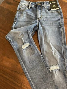 Nwt art Class Sz 10 Jeans Skinny High Rise Distressed Fring Bottom Kids - Picture 1 of 8