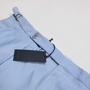 Zanella NWD Wool/Silk Blend Stretch Dress Pants Size 36 US Light Blue Inv. Pleat