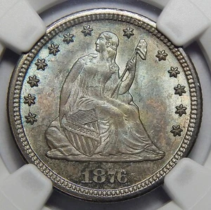 1876-CC NGC MS66 SEATED LIBERTY QUARTER - Picture 1 of 4