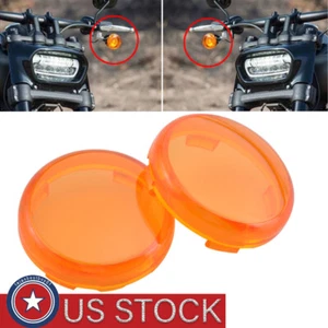 For Harley Sportster 883 1200 Softail Turn Signal Light Amber Lens Cover 2PCS - Picture 1 of 12