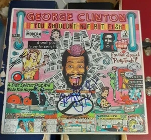 GEORGE CLINTON FUNK MUSICIAN SIGNED YOU SHOULDN'T-NUF BIT FISH ALBUM AUTOGRAPHED - Picture 1 of 3