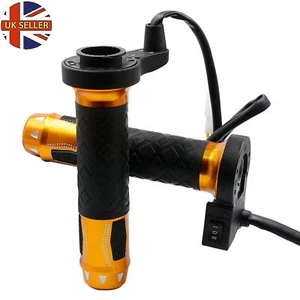 Universal 12V Heated Grips Cnc Handlebar Warm Heater 7/8" Gold For Motorcycle T9 - Picture 1 of 12