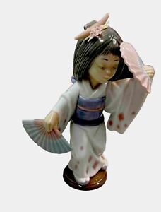 Lladro Oriental Geisha Tänzerin Figur mit Fans #6230 keine Box EUC