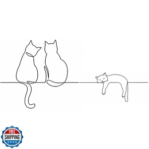 WEEKINK Minimalistische feine Linie Katze Temporäre Tattoos - Umriss Semi-permanent T - Bild 1 von 5