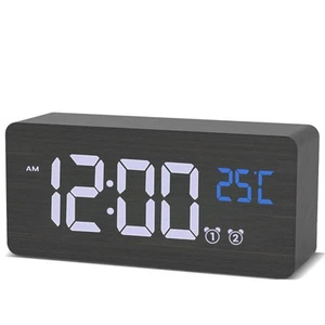 Alarm Clock for Bedroom, Wooden Digital Clock with Large Numbers, Dual Alarms... - Picture 1 of 8