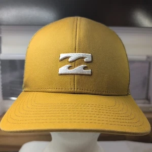 Billabong Waves Logo Mesh Snapback Surf Skate Trucker Hat Mustard Yellow Rare - Picture 1 of 10