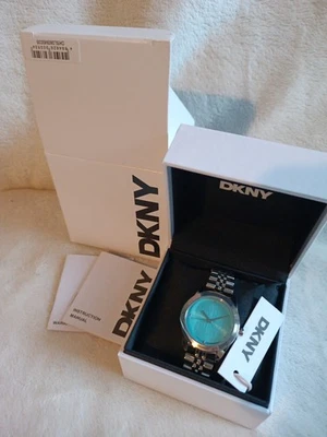 DKNY DK1L060M0035 Damenuhr Parsons Logo Silber Blau 32mm Silver Neu Mit Ovp - Bild 1 von 4