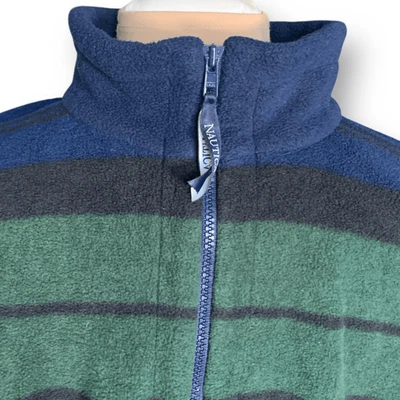 Pullover polar a rayas Nautica vintage azul marino verde media cremallera manga larga XL Foto 1 de 4