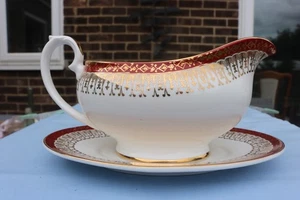 Royal Grafton Majestic Red Fine Bone China Gravy Boat/ Jug And Saucer. - Picture 1 of 14