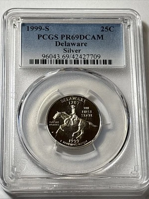 1999-S PCGS PR69DCAM Delaware SILVER Statehood Quarter - Image 1 of 2
