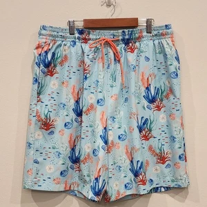 Caribbean Swimwear Mens XLT Sea Life Shorts Trunks 8" Inseam Stretch Hawaiian - Picture 1 of 12