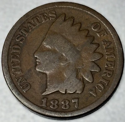 1887 Indian Head Cent Penny - Good Condition One Cent 1c US Coin - 0543 - Image 1 of 2