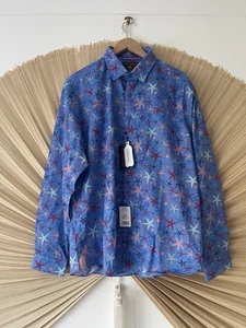 Brook Taverner Men's Shirt Long Sleeve Blue Starfish Print XL Cotton RRP £49.95 - Imagen 1 de 8