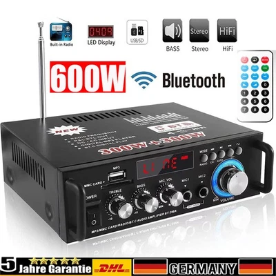 600W HiFi-Verstärker 220V Bluetooth Mini Endstufe USB SD AUX Musik Sound Party - Bild 1 von 4