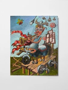 Oil painting Centaur Ukrainian painter Canvas original Framed Surrealist art - Picture 1 of 9