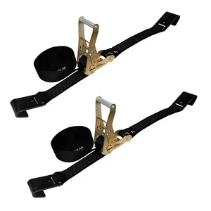 2 Pack 2" x 30' Ratchet Tie Down Strap w/Flat Hook WLL 3333 LBS Black - Foto 1 di 7