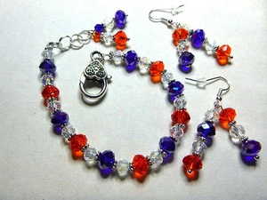 HOUSTON "STRONG-PRIDE" ASTROS WORLD SERIES 2017, CRYSTAL EARRINGS & BRACELET SET - Picture 1 of 6